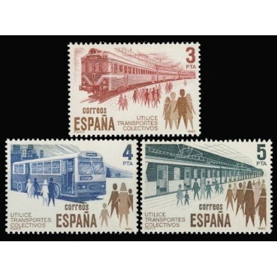 España Spain 2560/62 1980 Utilice Transportes Colectivos MNH España Spain 2560/62 1980 Utilice Transportes Colectivos MNH