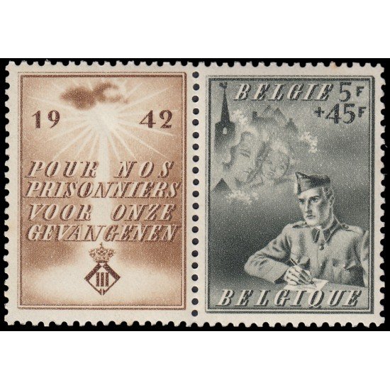 Bélgica 602 1942 Por los prisioneros de guerra Militar MNH