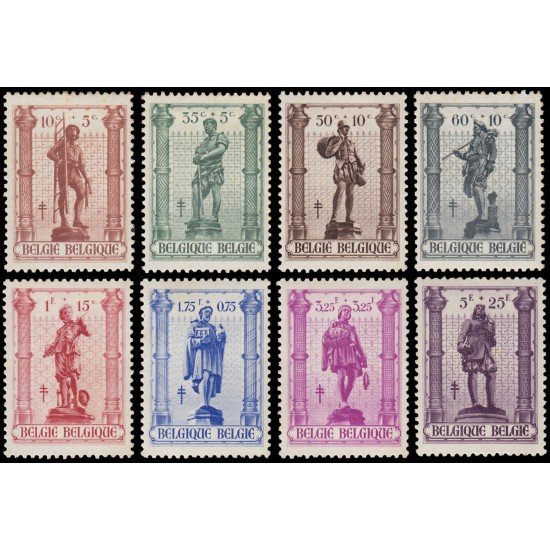 Bélgica  615/22 1943  Obras antituberculosis Estatuillas de oficios Bruselas MNH