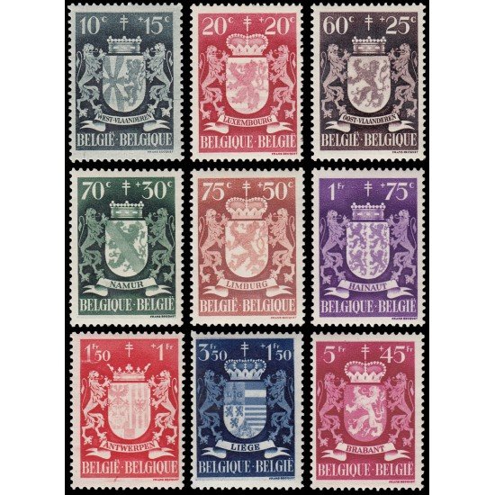 Bélgica 716/24 1945 Escudos de provincias MNH