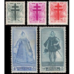 Bélgica 787/91 1948 Obras antituberculosis Isabelle y Alberto Cruz MNH