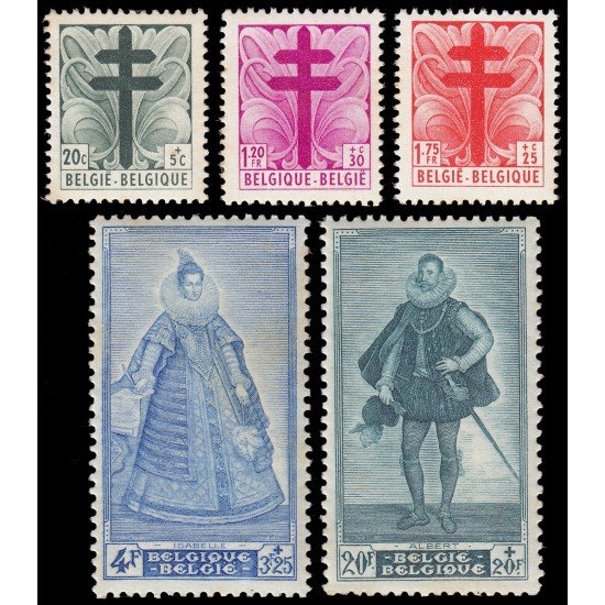 Bélgica 787/91 1948 Obras antituberculosis Isabelle y Alberto Cruz MNH
