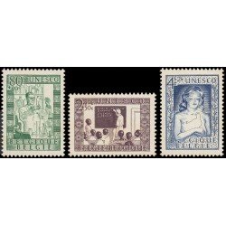 Bélgica  842/44 1951 En beneficio de la UNESCO MNH