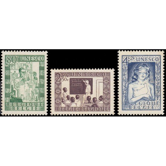 Bélgica  842/44 1951 En beneficio de la UNESCO MNH