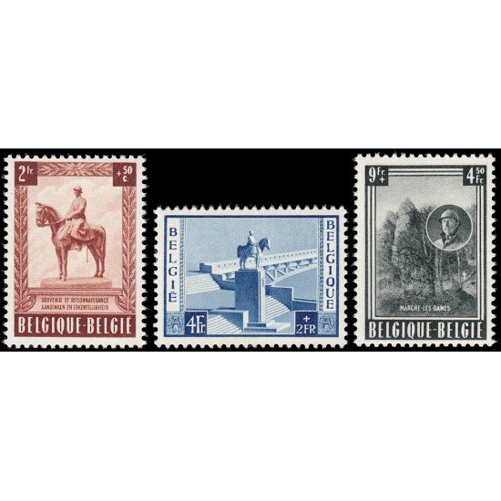 Bélgica 938/40 1954 Monumento 20 aniv. muerte de Alberto I Namur MNH