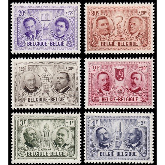 VAR2/S Bélgica 1013/18 1957 Obras culturales Personajes MNH