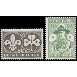 Bélgica 1022/23 1957 Cent. Lord Baden-Powel Scauts MNH Bélgica 1022/23 1957 Cent. Lord Baden-Powel Scauts MNH