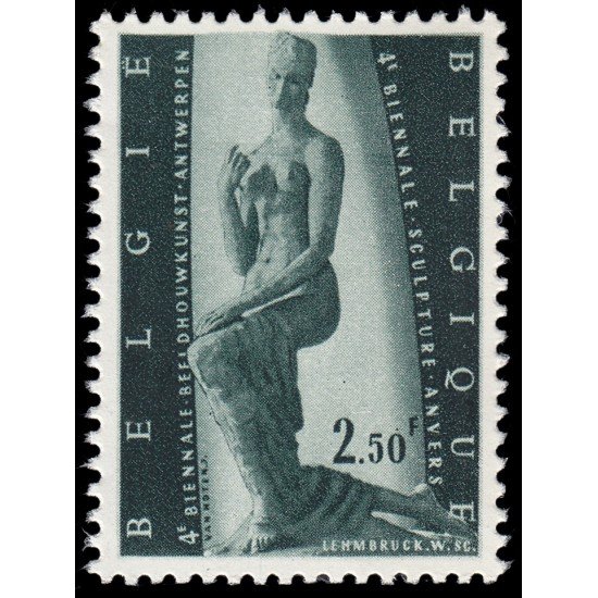 Bélgica 1024 1957 4ª Expo. bienal escultura Mujer arrodillada MNH