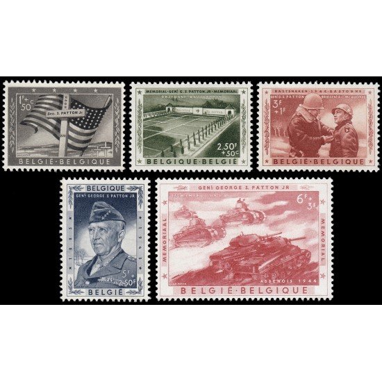 MI2 Bélgica 1032/36 1957 En memoria del General Patton Escenas militares MNH