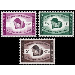 Bélgica 1090/92 1959 Europa de corazón Por los desplazados MNH Bélgica 1090/92 1959 Europa de corazón Por los desplazados MNH