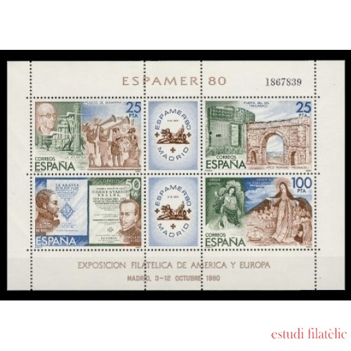 España Spain 2583 1980 Exposición Filatélica de América y Europa Espamer 80 MNH