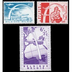 Bélgica 1147/49 1960 Por los refugiados del Congo Aviones MNH Bélgica 1147/49 1960 Por los refugiados del Congo Aviones MNH