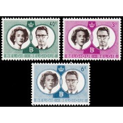 Bélgica 1169/71 1960 Boda real Fabiola y Balduino I MNH Bélgica 1169/71 1960 Boda real Fabiola y Balduino I MNH