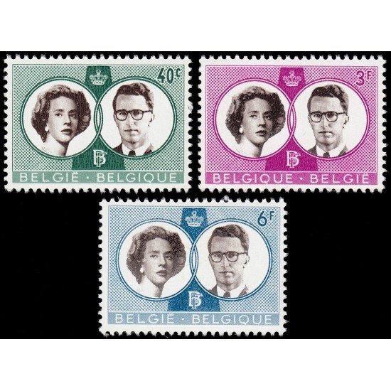 Bélgica 1169/71 1960 Boda real Fabiola y Balduino I MNH