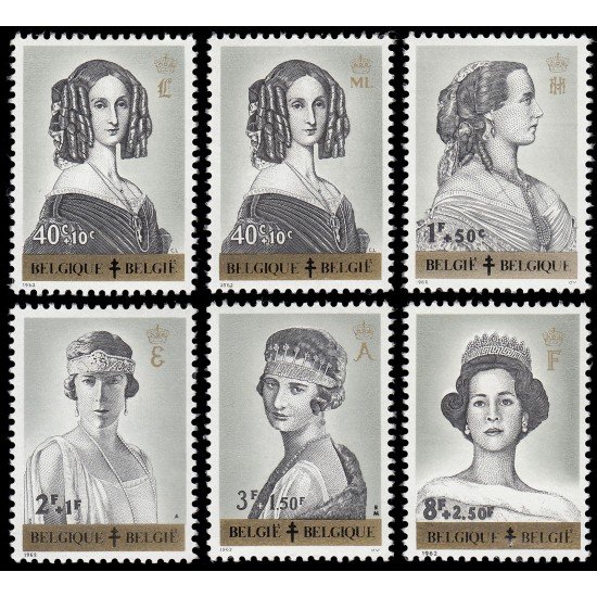 Bélgica 1233/38 1962 Obras antituberculosis Retratos de reinas MNH