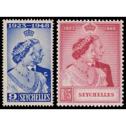 Seychelles 144/45 1948 Bodas de plata de los soberanos británicos MNH