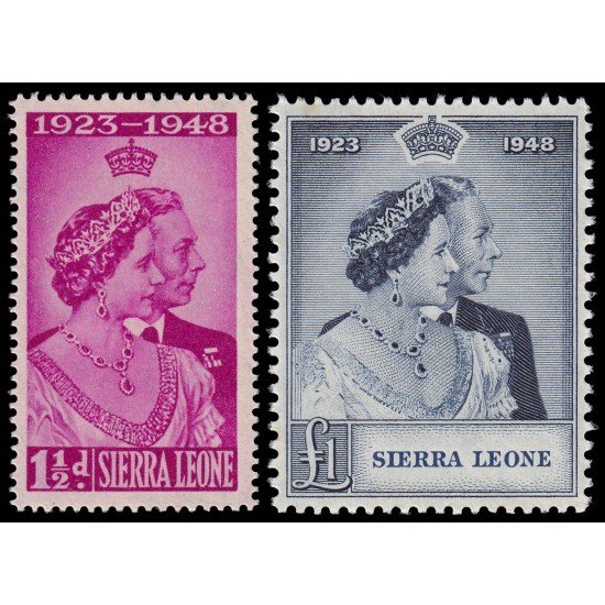 Sierra Leona Sierra Leone 174/75 1948 Bodas de plata de los soberanos británicos MNH Sierra Leona Sierra Leone 174/75 1948 Bodas de plata de los soberanos británicos MNH