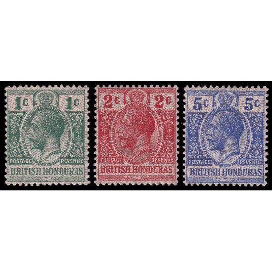 Honduras Británica 83/85 1915 Jorge V Papel muaré MH Honduras Británica 83/85 1915 Jorge V Papel muaré MH
