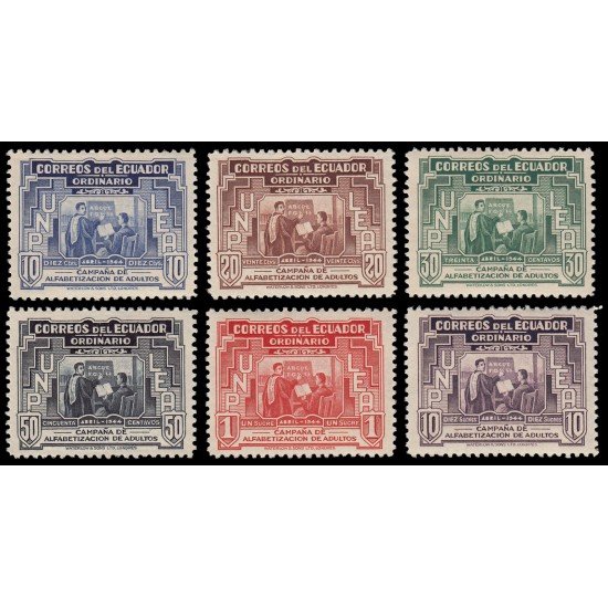 Ecuador 454/59 1946 Campaña alfabetización adultos MNH Ecuador 454/59 1946 Campaña alfabetización adultos MNH