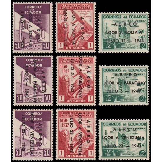 Ecuador A 104/12 1941 Aéreo Exposición de periodismo MNH Ecuador A 104/12 1941 Aéreo Exposición de periodismo MNH