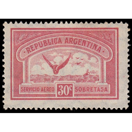 Argentina A 8 1928 Sobretasa República Argentina MH