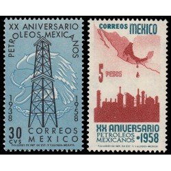 México 663/64 1958 XX 20 aniv. de la industria petroleora mexicana MNH México 663/64 1958 XX 20 aniv. de la industria petroleora mexicana MNH