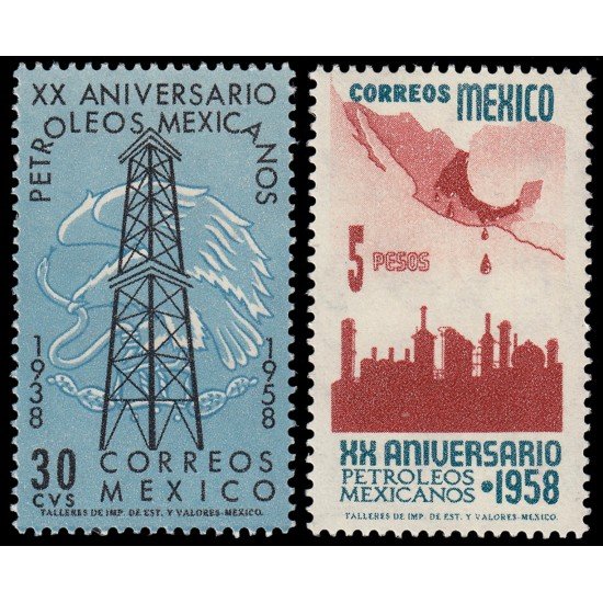 México 663/64 1958 XX 20 aniv. de la industria petroleora mexicana MNH México 663/64 1958 XX 20 aniv. de la industria petroleora mexicana MNH