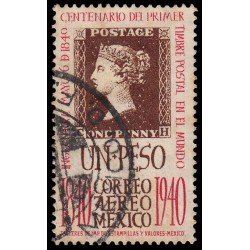 Mexico A 99 1940 Centenario del Primer Timbre Postal en el mundo Usado Mexico A 99 1940 Centenario del Primer Timbre Postal en el mundo Usado