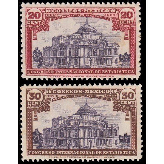 Mexico A 49/50 1933 21 congreso de estadística MNH Mexico A 49/50 1933 21 congreso de estadística MNH