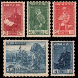 Chile 180/84 1941 4º Centenario de la Villa de Santiago MNH