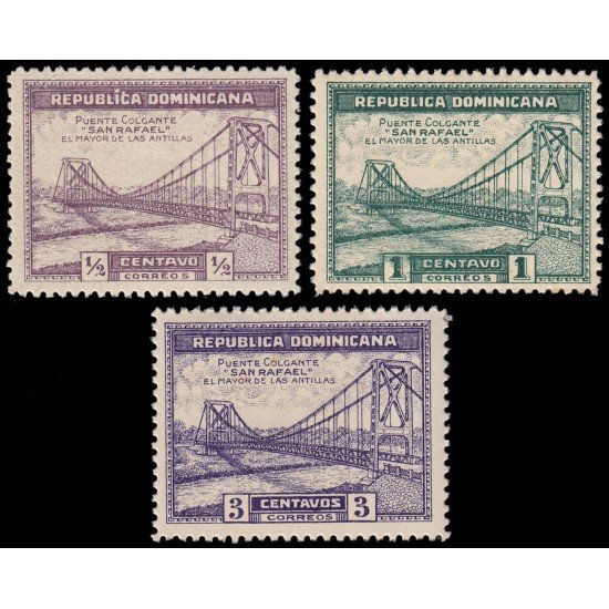 Rep. Dominicana 264/66 1934 Inauguración del puente colgante San Rafael MNH