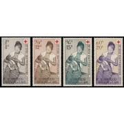 Laos 31/34 1958 3º aniv. de la Cruz Roja de Laos MNH