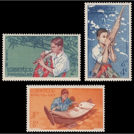 Laos 37/39 1957 Músicos MNH Laos 37/39 1957 Músicos MNH
