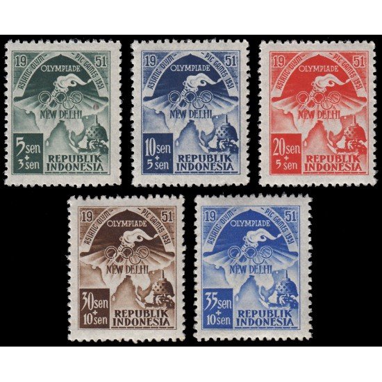 Indonesia 24/28 1951 Propaganda en favor de los Juegos olímpicos asiáticos de Nueva Delhi MNH Indonesia 24/28 1951 Propaganda en favor de los Juegos olímpicos asiáticos de Nueva Delhi MNH