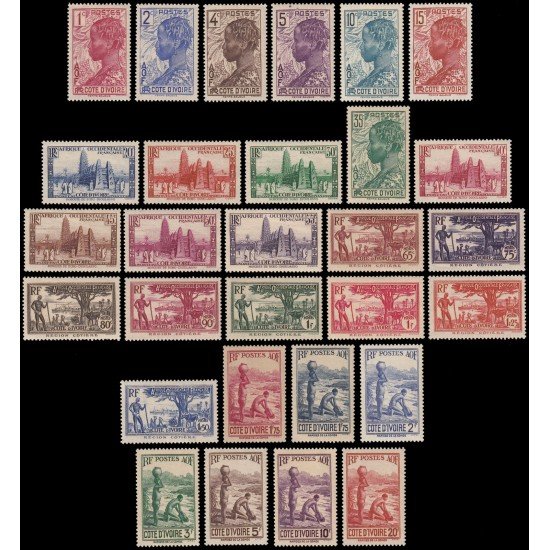 Costa de Marfil Ivory Coast 109/32 1936-38 Sujetos diversos MH-MNH Costa de Marfil Ivory Coast 109/32 1936-38 Sujetos diversos MH-MNH