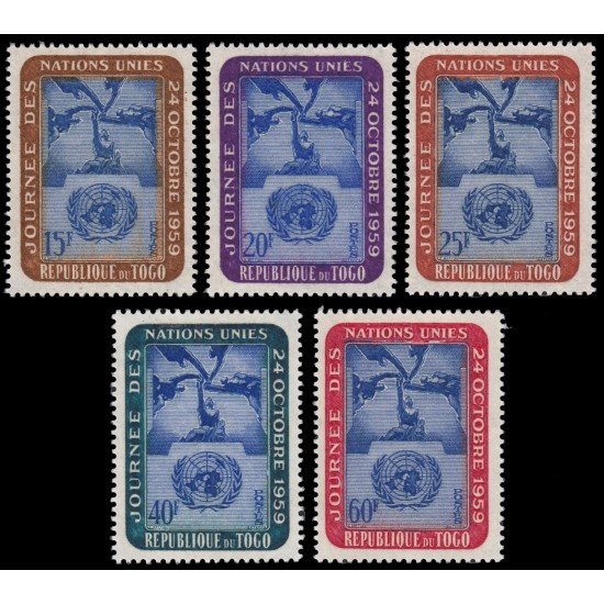 Togo 295/99 1959 Día de las Naciones Unidas MNH Togo 295/99 1959 Día de las Naciones Unidas MNH