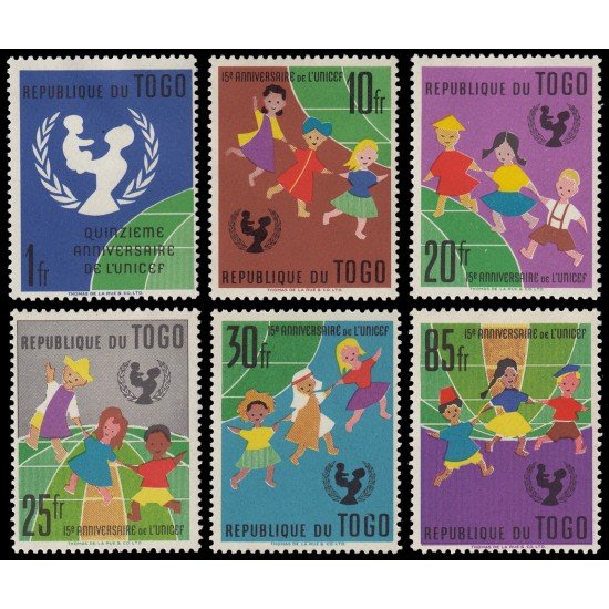 Togo 344/49 1961 15 aniv. de la UNICEF MNH Togo 344/49 1961 15 aniv. de la UNICEF MNH