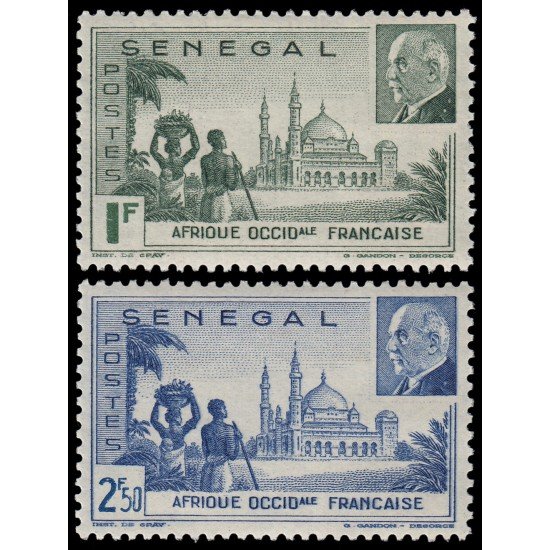 Senegal 177/78 1941 Mezquita de Djourbel y efigie del Mariscal Petain MNH