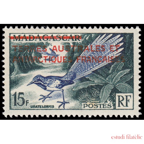 TAAF  1 1955 Fauna Carraca terrestre Sello de Madagascar con sobrecarga en rojo MNH