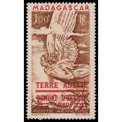 TAAF Aéreo 1 1955 Terre Adélie Dumont Sello de Madagasacar con sobrecarga MNH