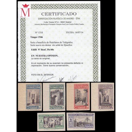 Tanger B 35s/40s 1946 Beneficencia Huérfanos Telégrafos Sin dentar MNH Tanger B 35s/40s 1946 Beneficencia Huérfanos Telégrafos Sin dentar MNH