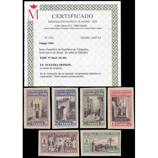 Tanger B 41s/46s 1946 Beneficencia Huérfanos telégrafos Sin dentar MNH Tanger B 41s/46s 1946 Beneficencia Huérfanos telégrafos Sin dentar MNH