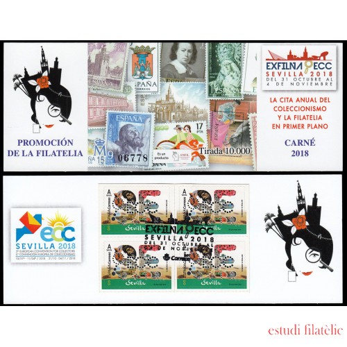 España Spain 5265CP 2018 Exfilna ECC Sevilla 2018 Carné Promo Matasellado Tarifa A