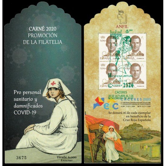 España Spain 5441CP 2020 ECC Cáceres 2020 Carné Promo COVID-19 Matasellado España Spain 5441CP 2020 ECC Cáceres 2020 Carné Promo COVID-19 Matasellado