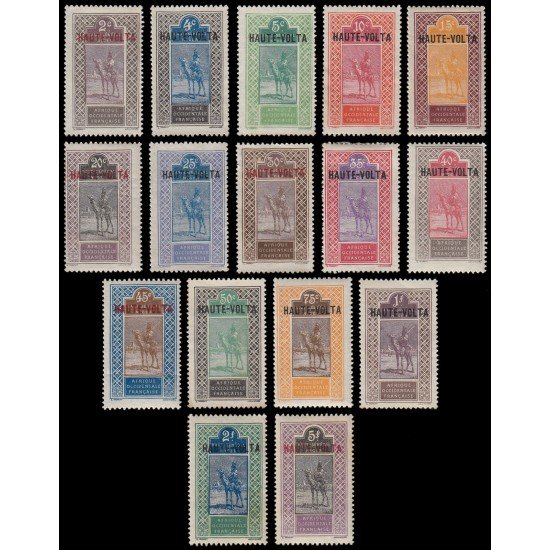 Alto Volta 2/17 1920 Sellos de Alto-Senegal y Níger de 1914 con sobrecarga Sin goma Alto Volta 2/17 1920 Sellos de Alto-Senegal y Níger de 1914 con sobrecarga Sin goma