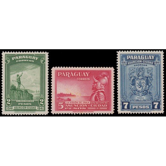 Paraguay 407/09 1941 Ciudad Asunción El indio Francisco e Yrala MNH Paraguay 407/09 1941 Ciudad Asunción El indio Francisco e Yrala MNH