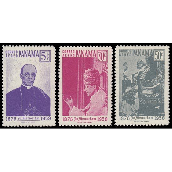 Panama 196-98 1958 En memoria de S.S. el papa Pio XII MNH Panama 196-98 1958 En memoria de S.S. el papa Pio XII MNH