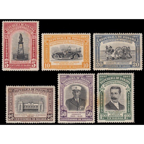 Panama 262/67 1948 Monumento a los Bomberos MNH Panama 262/67 1948 Monumento a los Bomberos MNH