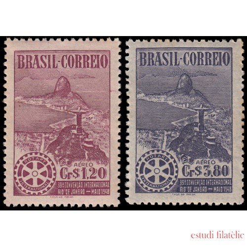 Brasil Brazil A-51-52 1947 39º Convención de Rotary International Río de Janeiro MNH