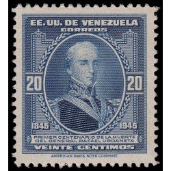 Venezuela 258 1945 Centenario de la muerte del general Rafael Urdaneta MNH